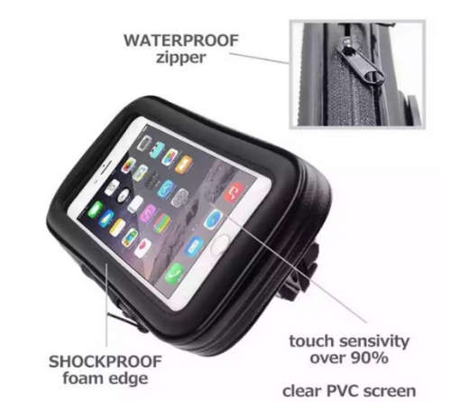 6.3` Waterproof Motorcycle Bike Phone Mount Holder for Handlebar Full Protection Touchable Screen