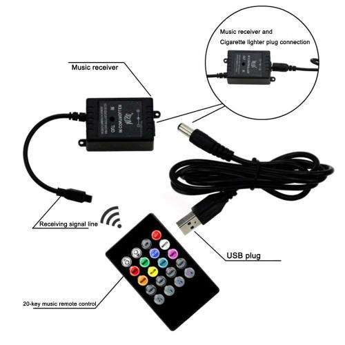 12 X LED Voice Control Led Ambient Car Lights