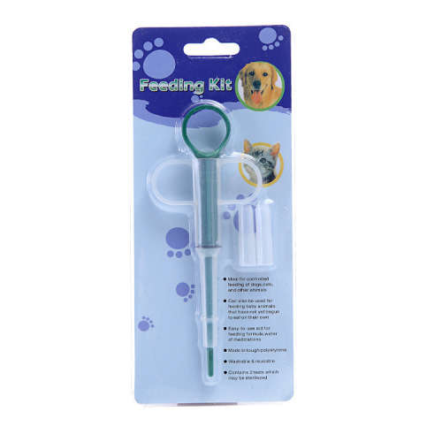 Pet Pill Shooter - Tablet Syringe Pusher Soft Tip Pet Food & Medicine Feeder - GREEN