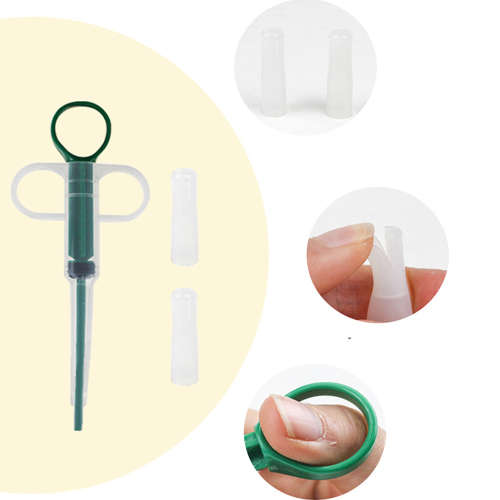 Pet Pill Shooter - Tablet Syringe Pusher Soft Tip Pet Food & Medicine Feeder - GREEN