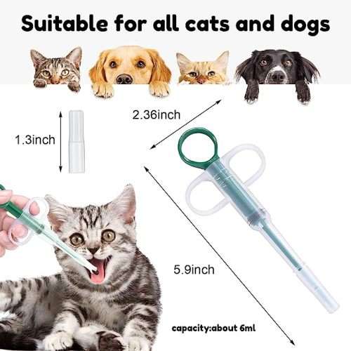 Pet Pill Shooter - Tablet Syringe Pusher Soft Tip Pet Food & Medicine Feeder - GREEN
