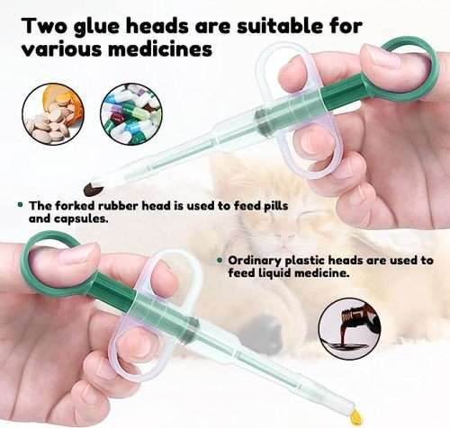 Pet Pill Shooter - Tablet Syringe Pusher Soft Tip Pet Food & Medicine Feeder - GREEN