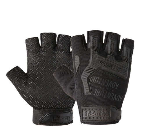 # 4 Non-slip Fingerless Gloves Half Finger Cycling Outdoor Climbing Hiking camping - BLACK
