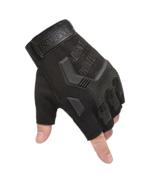 # 4 Non-slip Fingerless Gloves Half Finger Cycling Outdoor Climbing Hiking camping - BLACK