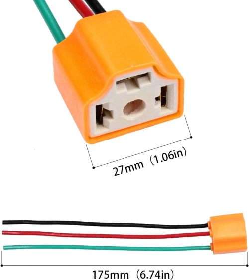 H4 Car Female Ceramic Headlight Extension Connector Plug Light Wire Socket
