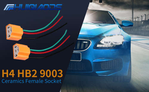 H4 Car Female Ceramic Headlight Extension Connector Plug Light Wire Socket