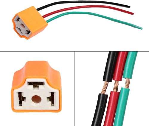H4 Car Female Ceramic Headlight Extension Connector Plug Light Wire Socket