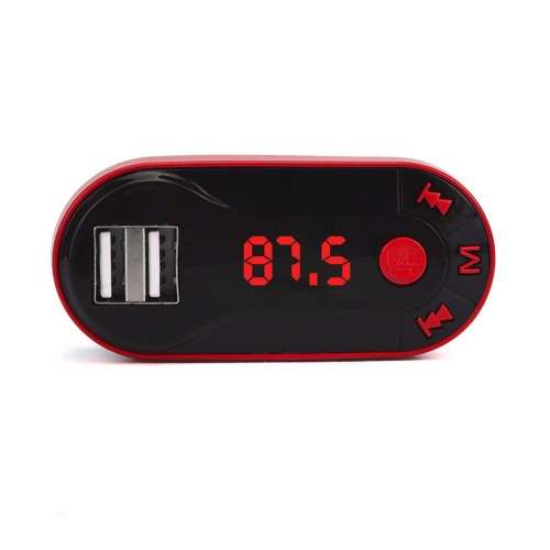 Car FM Wireless Transmitter & Charger - RED & BLACK