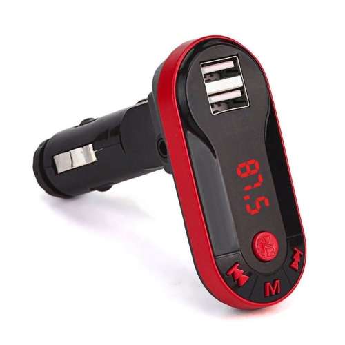 Car FM Wireless Transmitter & Charger - RED & BLACK