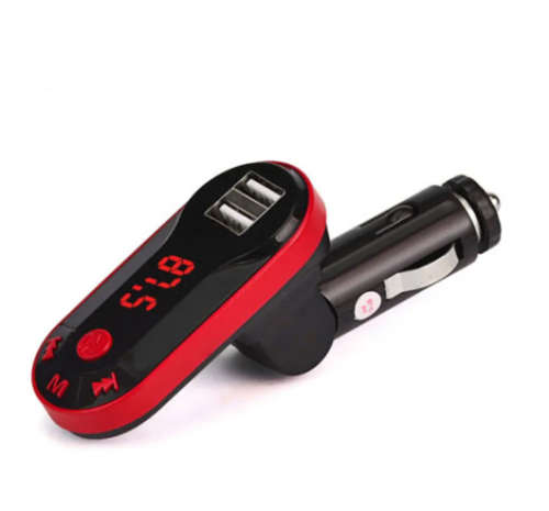 Car FM Wireless Transmitter & Charger - RED & BLACK