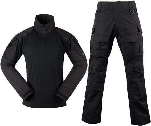 Tactical Uniform set (Excluding Knee & Elbow Pads) - PLAIN BLACK