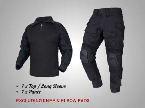 Tactical Uniform set (Excluding Knee & Elbow Pads) - PLAIN BLACK