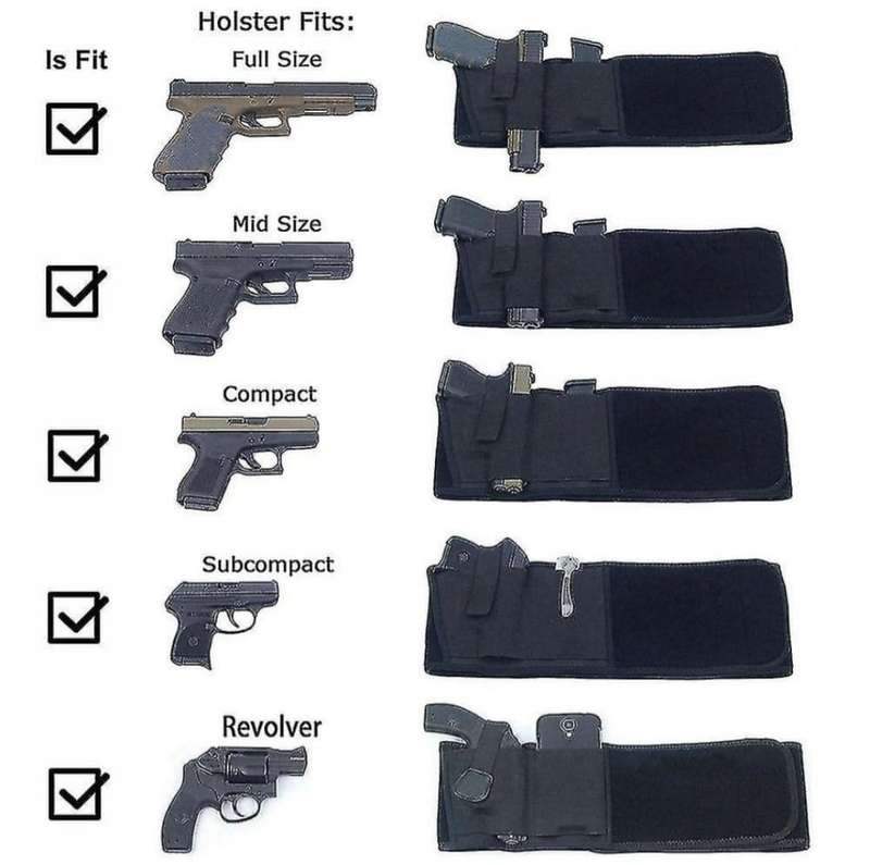 Right Hand Multifunction Outdoor Neoprene Fabric Belly Waistband Concealed Holster - Black