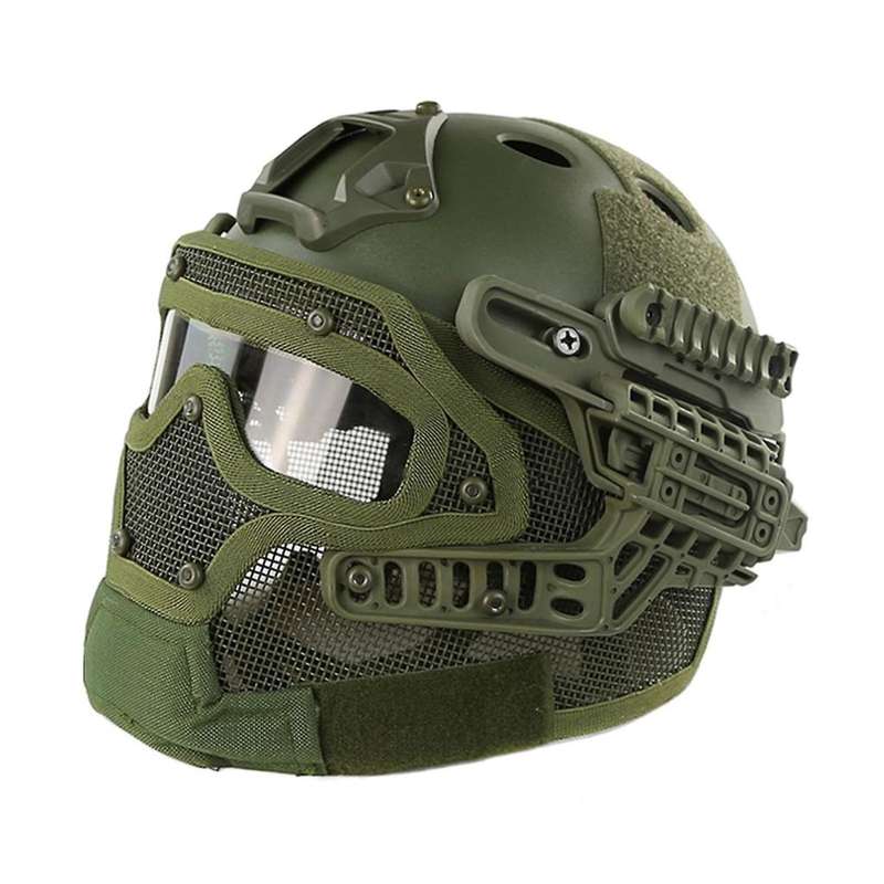 Raptors Airsoft`s G4, the ultimate helmet and full face protection system - Green