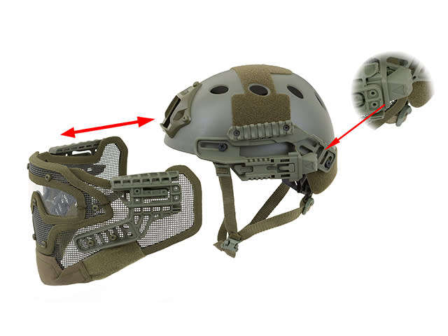 Raptors Airsoft`s G4, the ultimate helmet and full face protection system - Green