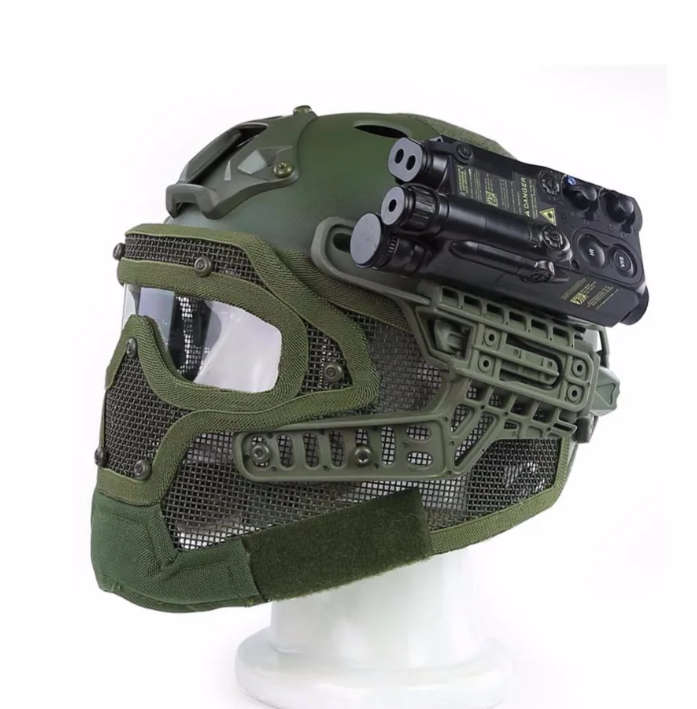 Raptors Airsoft`s G4, the ultimate helmet and full face protection system - Green