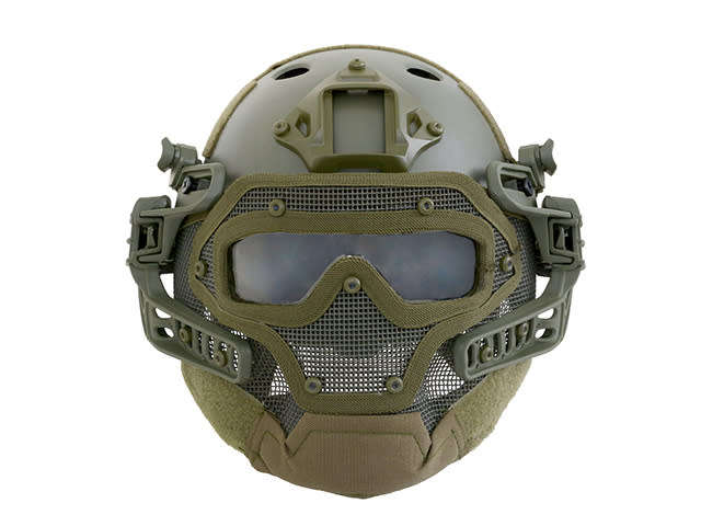 Raptors Airsoft`s G4, the ultimate helmet and full face protection system - Green