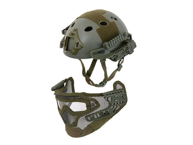 Raptors Airsoft`s G4, the ultimate helmet and full face protection system - Green