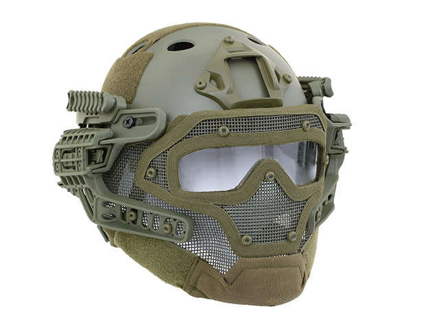 Raptors Airsoft`s G4, the ultimate helmet and full face protection system - Green