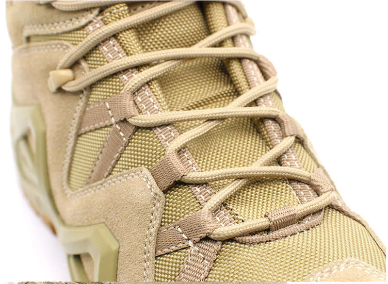 (AK) Anti-Slip Safety Breathable Shock-Absorbing Climbing Hiking Tactical Ankle Boots- Khaki