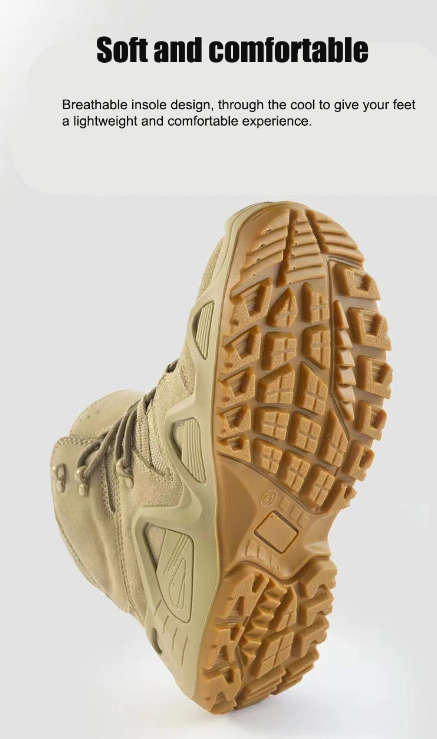 (AK) Anti-Slip Safety Breathable Shock-Absorbing Climbing Hiking Tactical Ankle Boots- Khaki