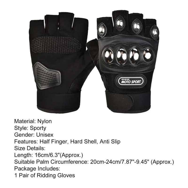 # 7 - Steel Case Half Finger Glove - Black