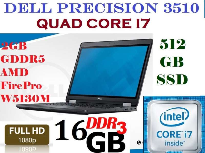 DELL PRECISION 3150 QUAD CORE I7-6700HQ, 16GB RAM, 512GB SSD,2GB AMD FIREPRO,FULL HD ,4G LTE