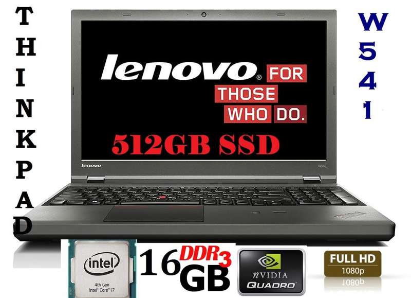 LENOVO THINKPAD W541 QUAD CORE I7-4910QM @2.79GHz,32GB RAM,512GB SSD, NVIDIA QUADRO K2100M,FULL HD