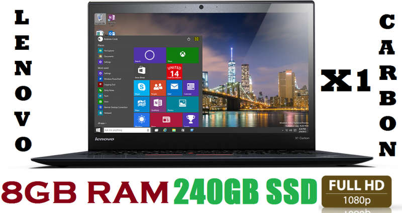 LENOVO X1 CARBON , CORE I5-5300U @2.30GHz ,8GB RAM,240GB SSD ,TOUCH SCREEN , FULL HD 1920 X 1080