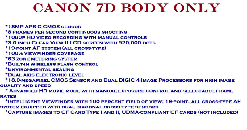 CANON EOS 7D, BODY ONLY IN EXCELLENT CONDITION