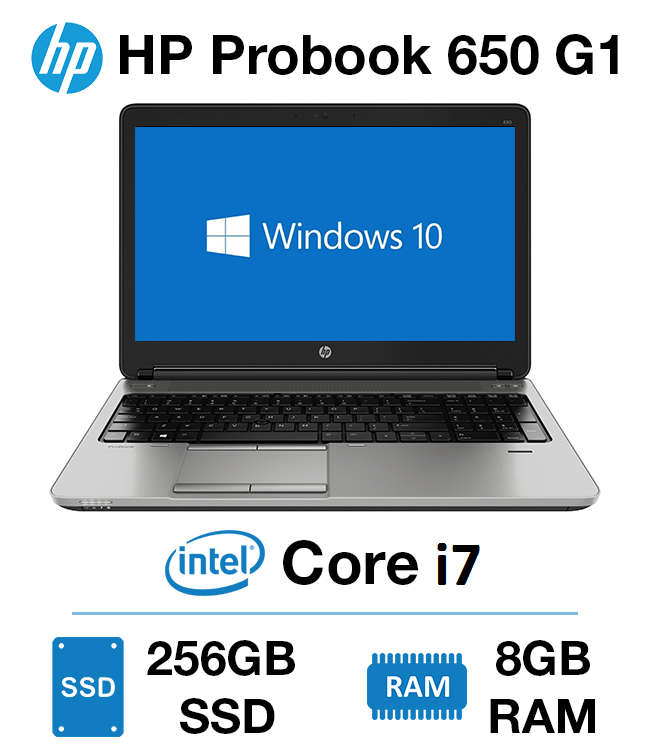 HP PROBOOK 650 G1 , CORE I7-4610M @3.00GHz, 8GB RAM ,256GB SSD , INTEL HD GRAPHICS 4600,15.6" FHD