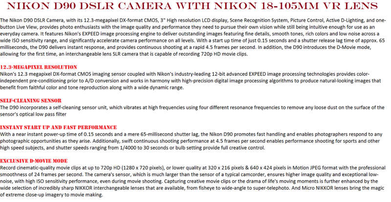 NIKON D90 WITH 18-105MM VR LENS IN EXCELLENT CONDITION