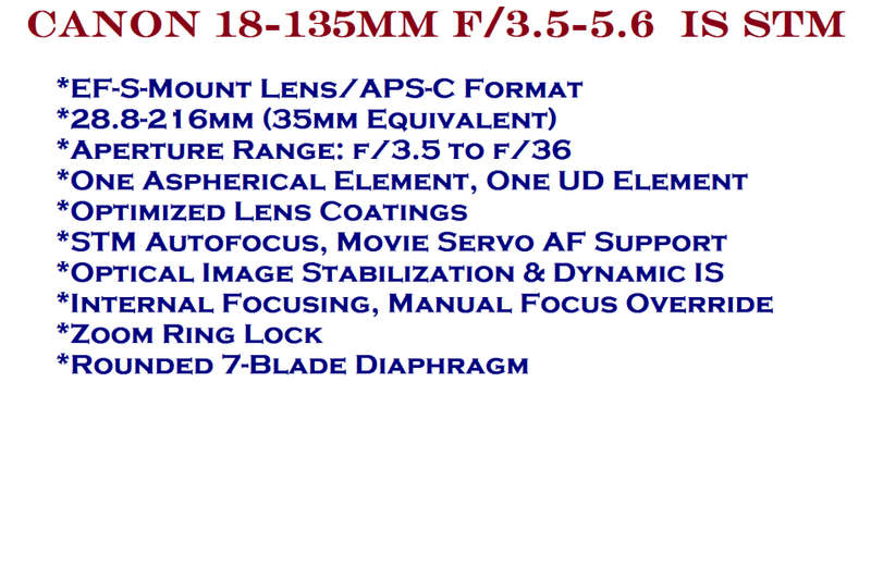CANON EFS 18-135MM F/3.5-5.6 ( IMAGE STABILIZER ) IS STM LENS FOR CANON  IN EXCELLENT CONDITION