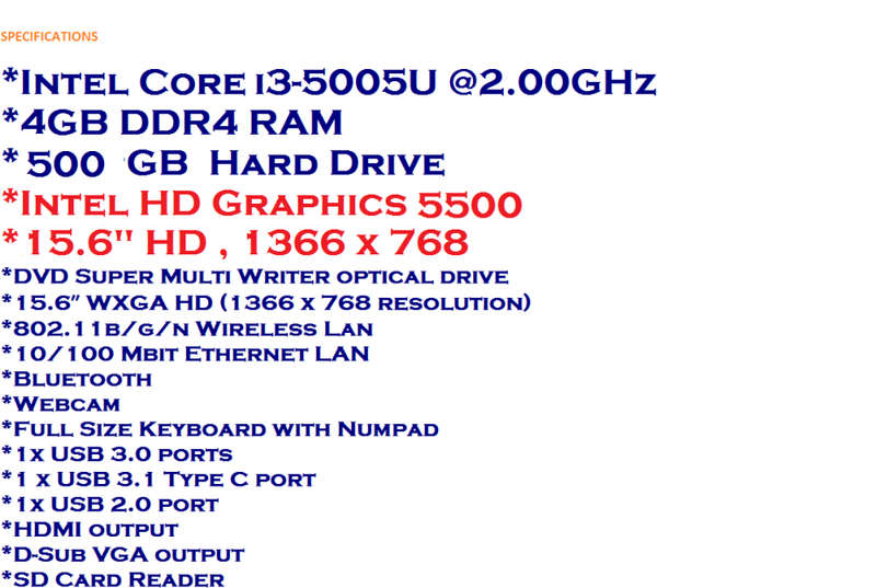 ASUS F540L ,INTEL CORE I3-5005U @2.00GHz , 4GB RAM , 500GB HDD , WEBCAM ,VERY GOOD CONDITION