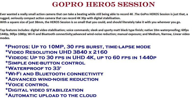 GOPRO HERO5 SESSION WITH CASE AND ACCESSORIES IN VERY GOOD CONDITION