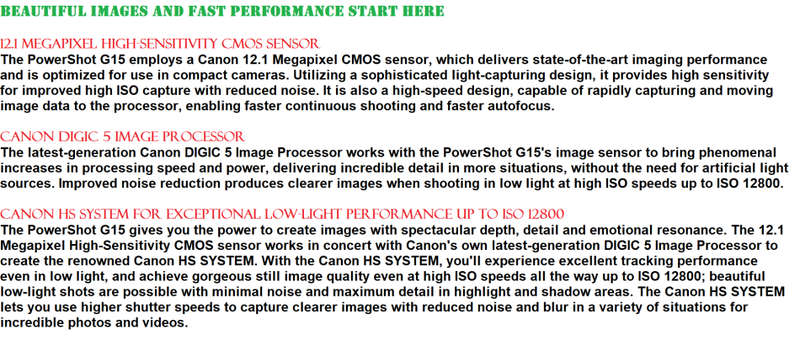 CANON PowerShot G15 12MP , DIGIC 4 IMAGE PROCESSOR , 5X OPTICAL ZOOM in EXCELLENT CONDITION