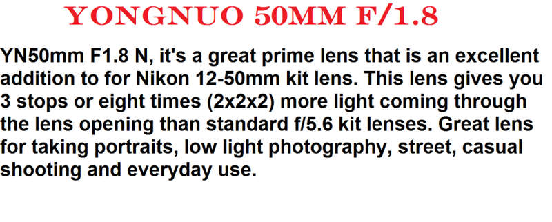 Yongnuo 50mm f/1.8 in NEW CONDITION COMING WITH BOX