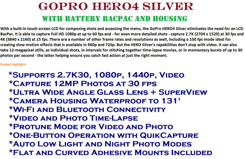 GOPRO HERO 4 IN EXCELLENT CONDITION WITH GoPro Battery BacPac AND HOUSING