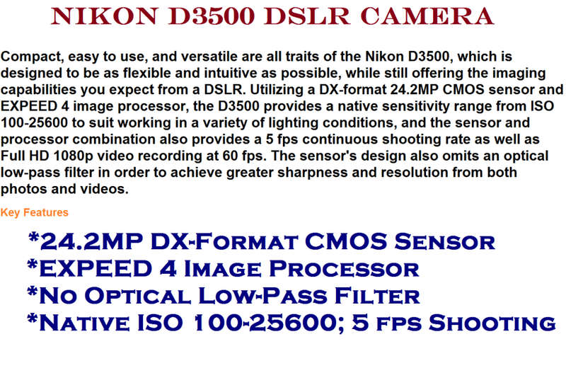Nikon D3500 24MP DSLR Camera with 18-55mm Lens VR BRAND NEW SEALED