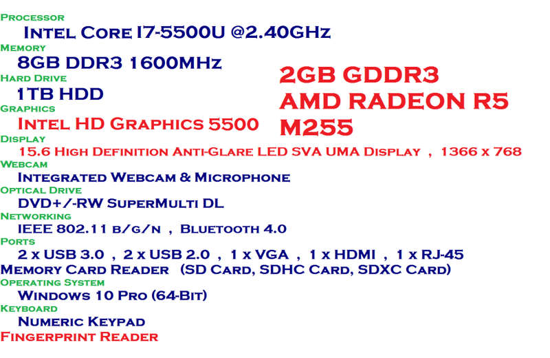 HP Probook 450 G2 Intel Core i7-5500U @2.40GHz,4GB Ram,1TB HDD 2GB AMD Radeon R5