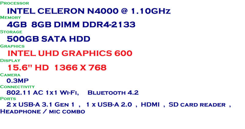 Lenovo IdeaPad S145 15.6 Laptop  Celeron, 4GB RAM, 500GB HDD, Win 10 EXCELLENT CONDITION