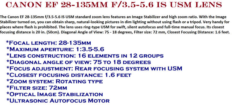 Canon EF 28-135mm f/3.5-5.6 IS USM Lens IN VERY GOOD CONDITION