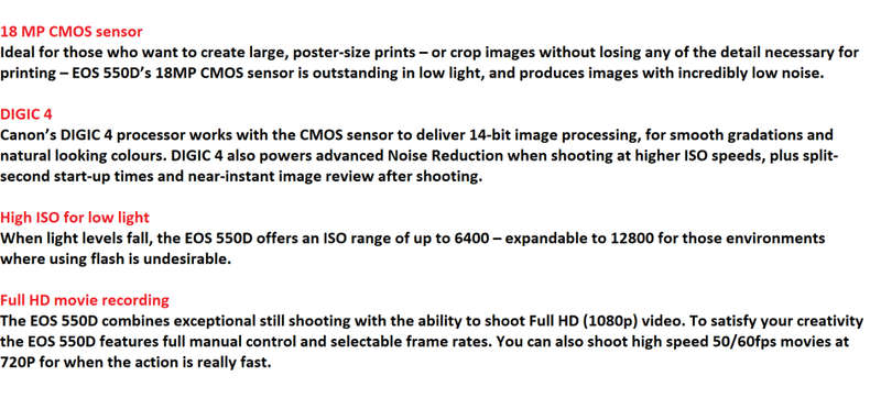 Canon EOS 550D  18 MP Digital SLR Camera , FULL HD MOVIES and EF-S 18-55mm f/3.5-5.6 III Lens