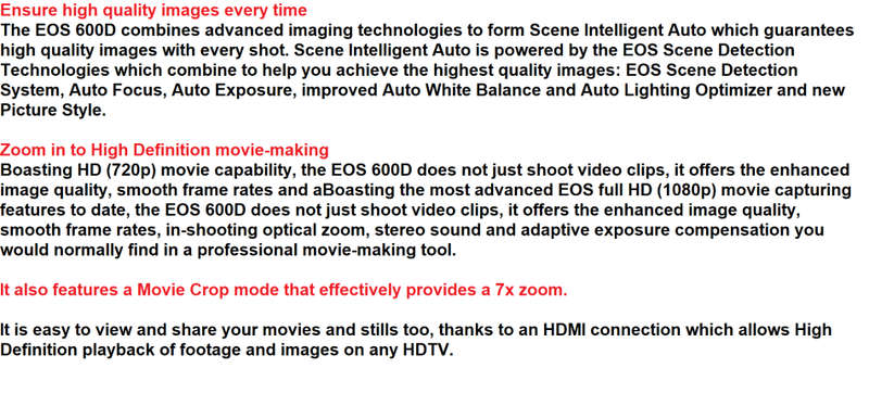 Canon EOS 600D 18MP Digital SLR Camera, FULL HD MOVIES With 18-55mm f/3.5-5.6 III Lens