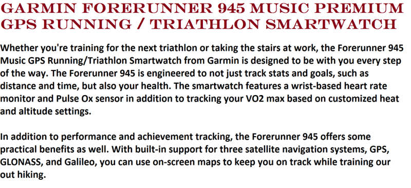 Garmin Forerunner 945 Music Premium GPS Running / Triathlon Smartwatch - Black