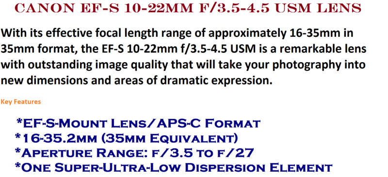 Canon EF-S 10-22mm f/3.5-4.5 SUPER WIDE ZOOM USM Lens