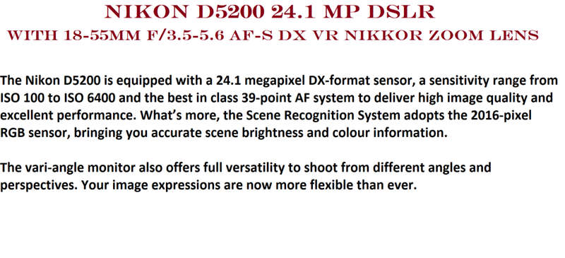 Nikon D5200 24.1 MP CMOS Digital SLR with 18-55mm f/3.5-5.6 AF-S DX VR NIKKOR Zoom Lens,