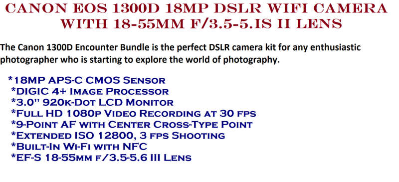 Canon EOS 1300D 18MP DSLR , FULL HD MOVIES with WIFI ,18-55MM IS II LENS  ,VERY GOOD CONDITION
