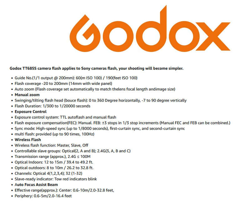 Godox TT685S 2.4G HSS TTL GN60 Flash Speedlite+ Xpro-S Trigger Transmitter Kit Compatible for Sony