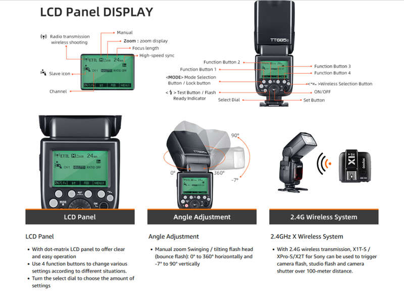 Godox TT685S 2.4G HSS TTL GN60 Flash Speedlite+ Xpro-S Trigger Transmitter Kit Compatible for Sony
